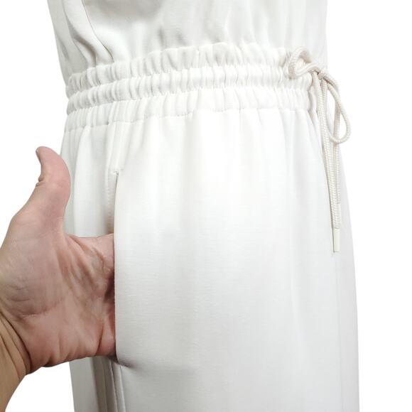 Athleta Seasoft Midi Dress White Drawstring Waist Sleeveless Drapey Size M - Picture 6 of 16